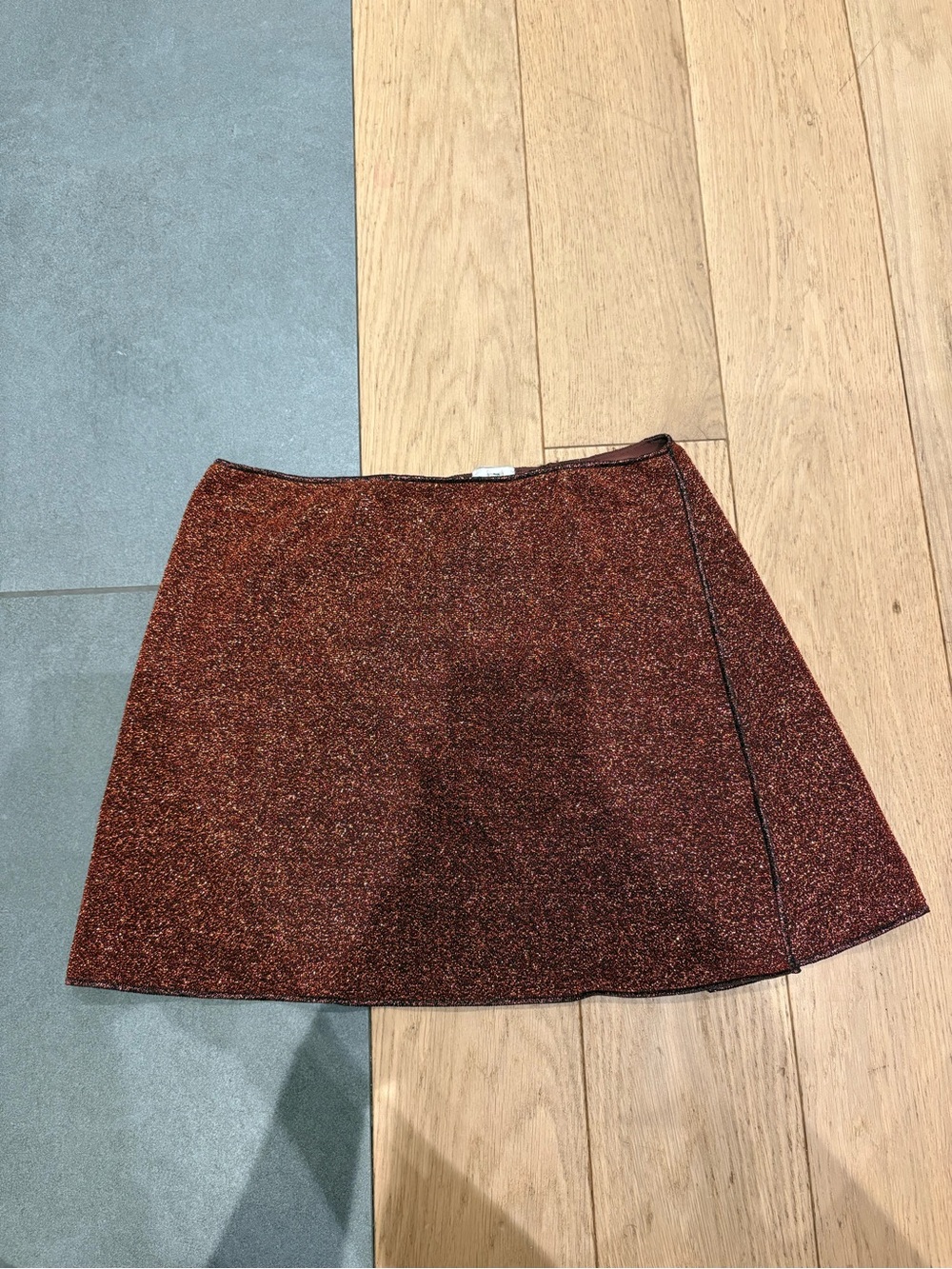 Oseree Burnt Bronze Sparkly Mini Skirt